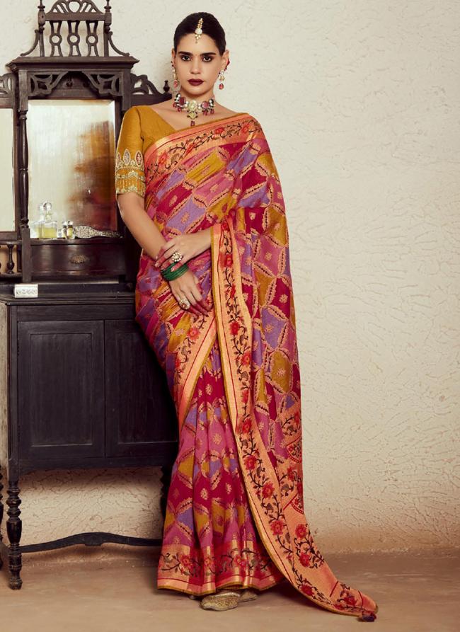 Soft Brasso Multi Colour Traditional Wear Printed Saree